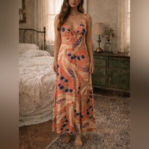 Vintage orange floral slip, size S/M